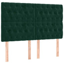 vidaXL sötétzöld bársony LED-es fejtámla 160x7x118/128 cm