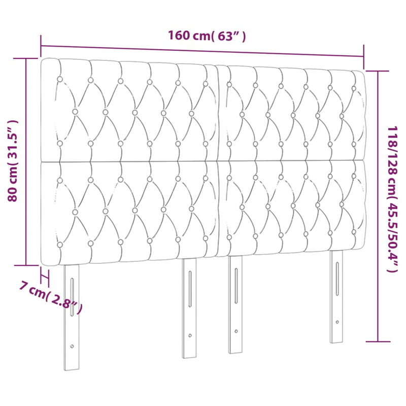 vidaXL sötétzöld bársony LED-es fejtámla 160x7x118/128 cm