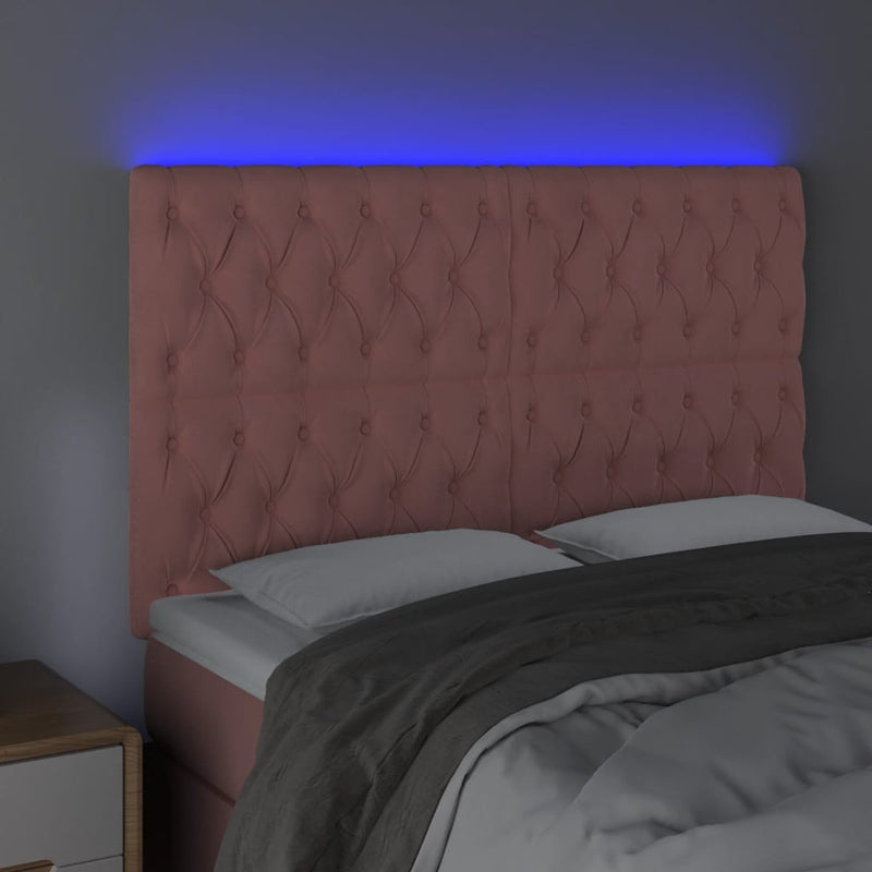 vidaXL rózsaszín bársony LED-es fejtámla 160x7x118/128 cm