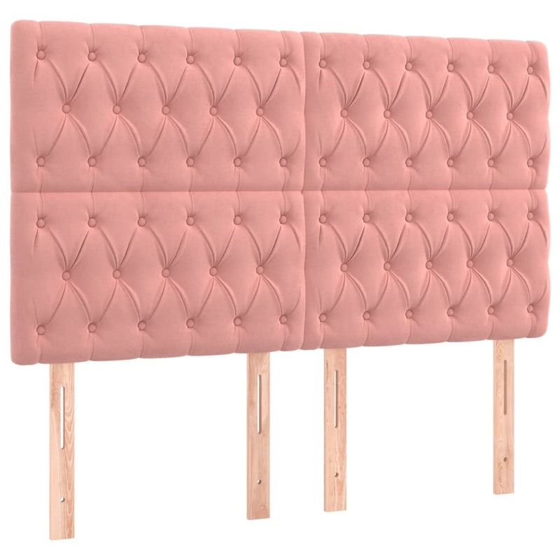 vidaXL rózsaszín bársony LED-es fejtámla 160x7x118/128 cm