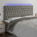 vidaXL világosszürke bársony LED-es fejtámla 180x7x118/128 cm