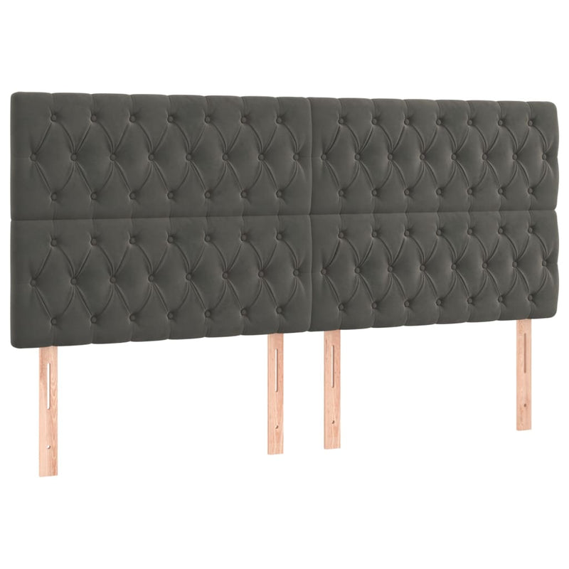 vidaXL sötétszürke bársony LED-es fejtámla 180x7x118/128 cm