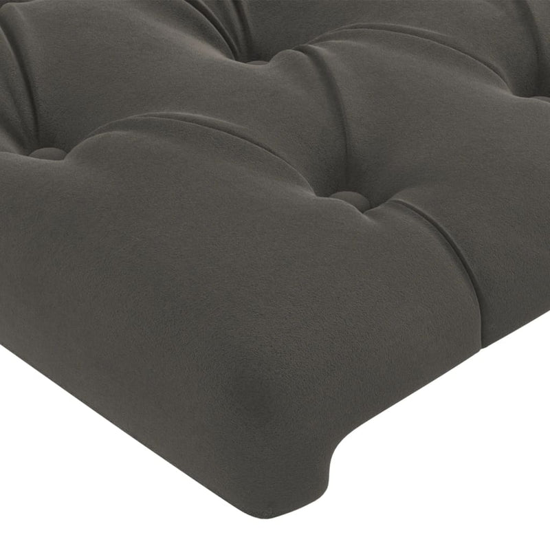 vidaXL sötétszürke bársony LED-es fejtámla 180x7x118/128 cm