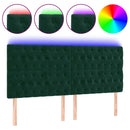 vidaXL sötétzöld bársony LED-es fejtámla 180x7x118/128 cm