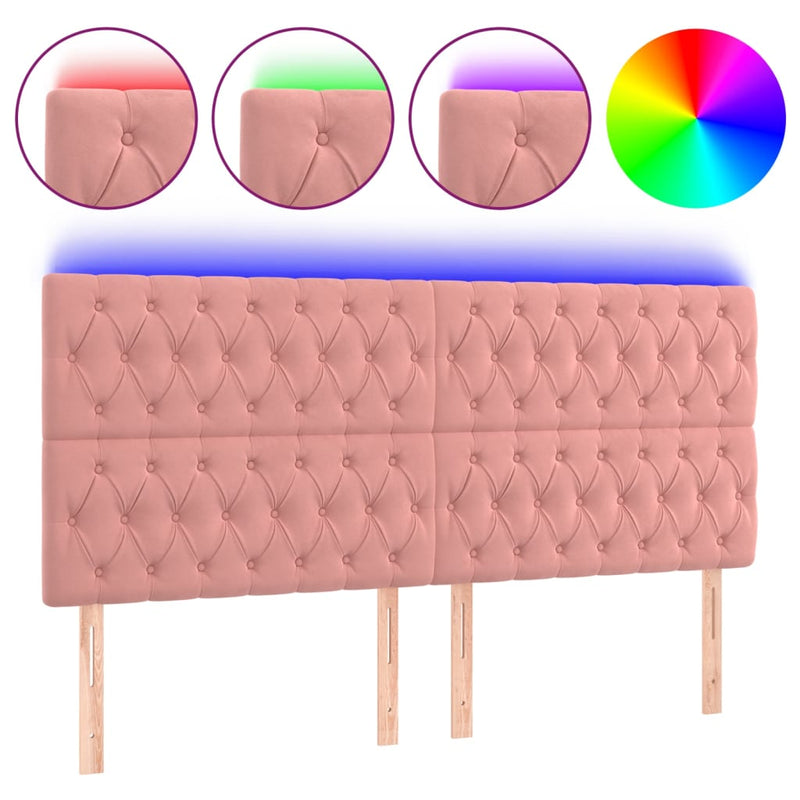 vidaXL rózsaszín bársony LED-es fejtámla 180x7x118/128 cm
