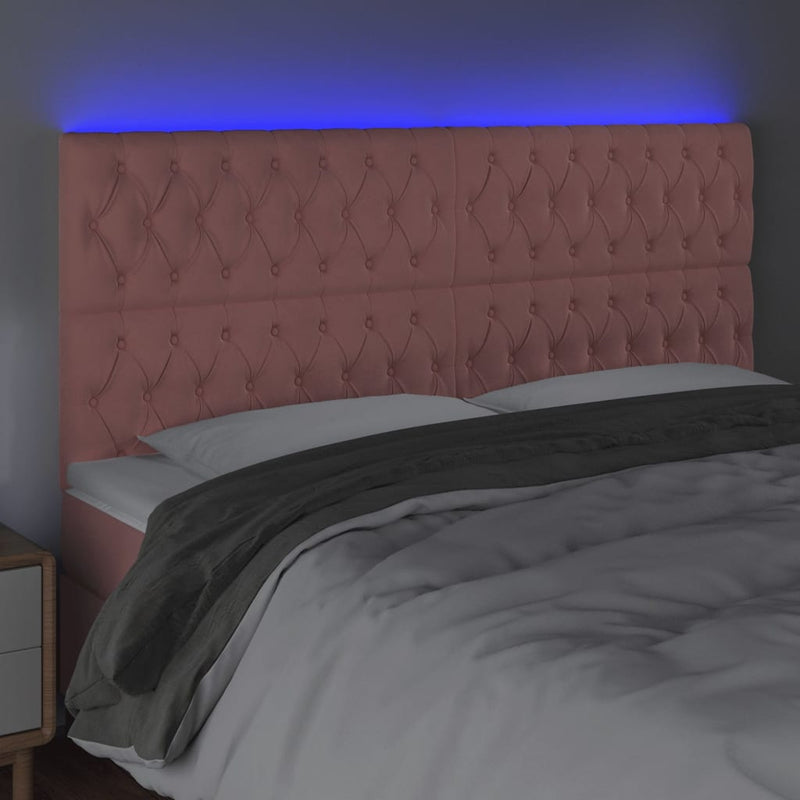 vidaXL rózsaszín bársony LED-es fejtámla 180x7x118/128 cm