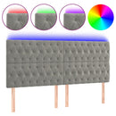 vidaXL világosszürke bársony LED-es fejtámla 200x7x118/128 cm
