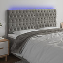 vidaXL világosszürke bársony LED-es fejtámla 200x7x118/128 cm
