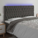 vidaXL sötétszürke bársony LED-es fejtámla 200x7x118/128 cm