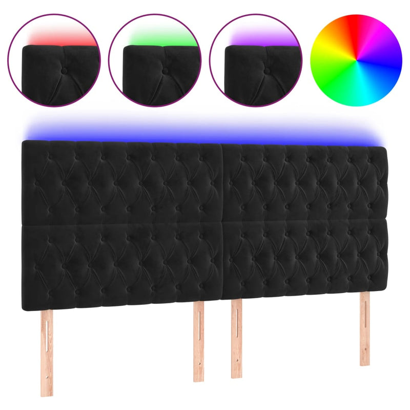 vidaXL fekete bársony LED-es fejtámla 200x7x118/128 cm