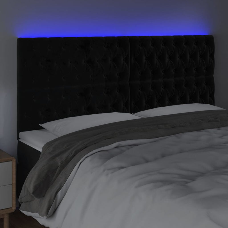 vidaXL fekete bársony LED-es fejtámla 200x7x118/128 cm