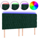 vidaXL sötétzöld bársony LED-es fejtámla 200x7x118/128 cm