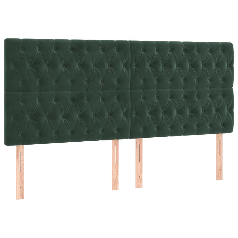 vidaXL sötétzöld bársony LED-es fejtámla 200x7x118/128 cm