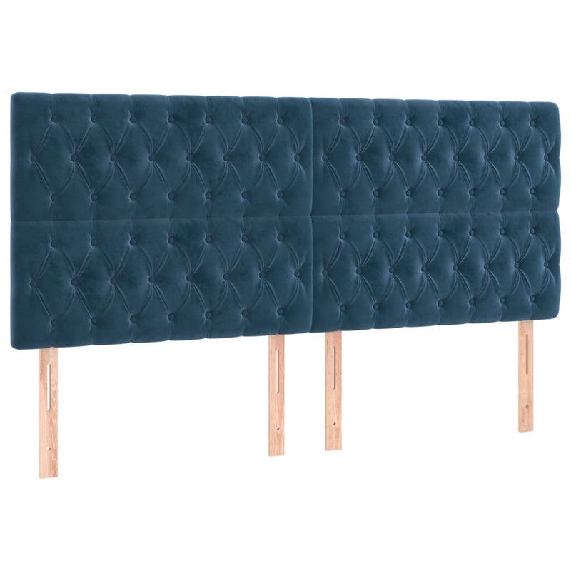 vidaXL sötétkék bársony LED-es fejtámla 200x7x118/128 cm