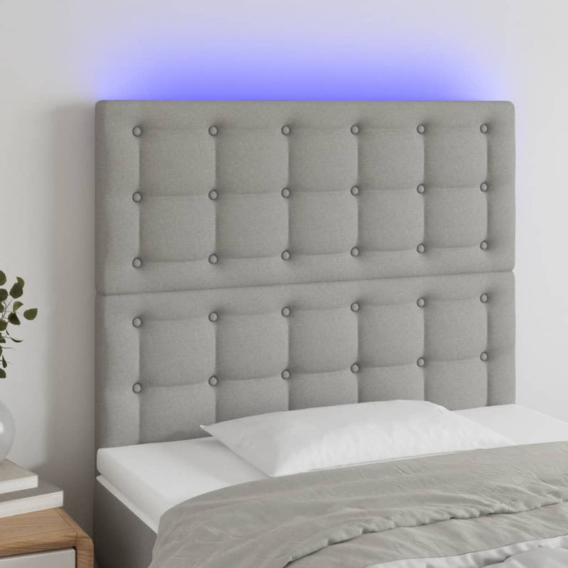 vidaXL világosszürke szövet LED-es fejtámla 80x5x118/128 cm