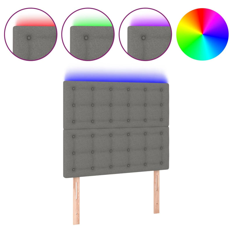 vidaXL sötétszürke szövet LED-es fejtámla 80x5x118/128 cm
