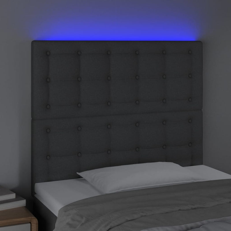 vidaXL sötétszürke szövet LED-es fejtámla 80x5x118/128 cm