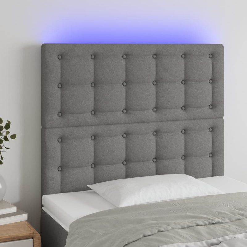 vidaXL sötétszürke szövet LED-es fejtámla 80x5x118/128 cm