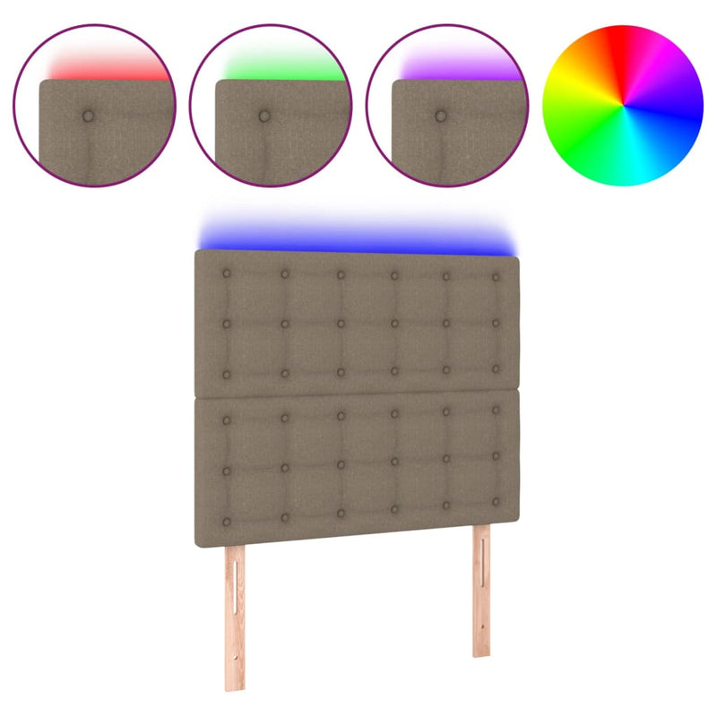 vidaXL tópszínű szövet LED-es fejtámla 90x5x118/128 cm