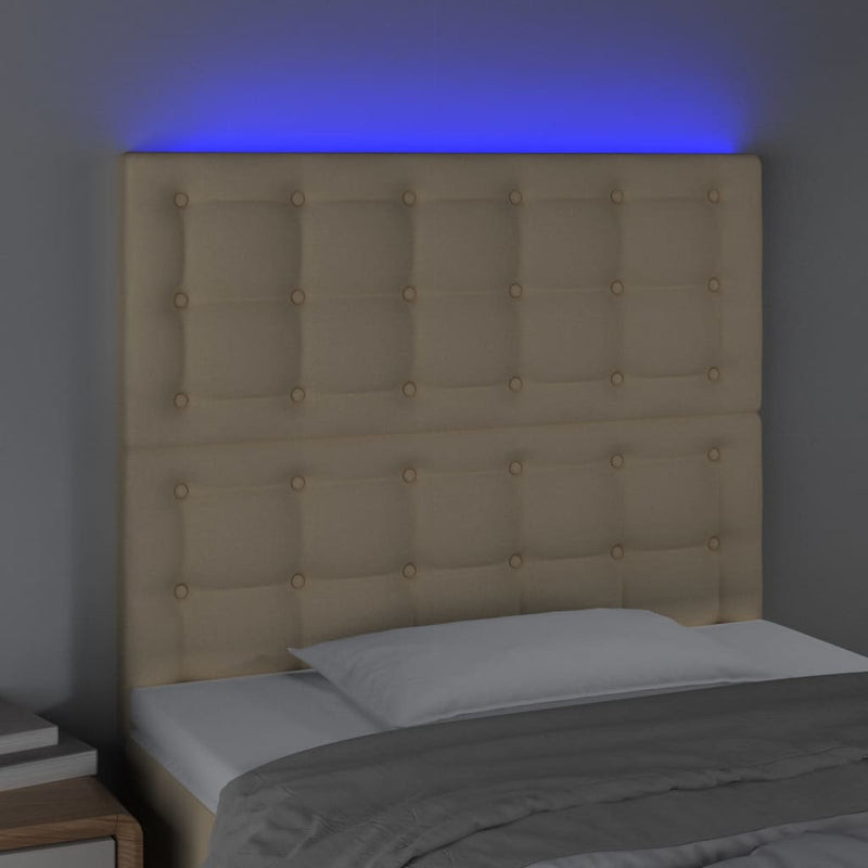 vidaXL krémszínű szövet LED-es fejtámla 90x5x118/128 cm