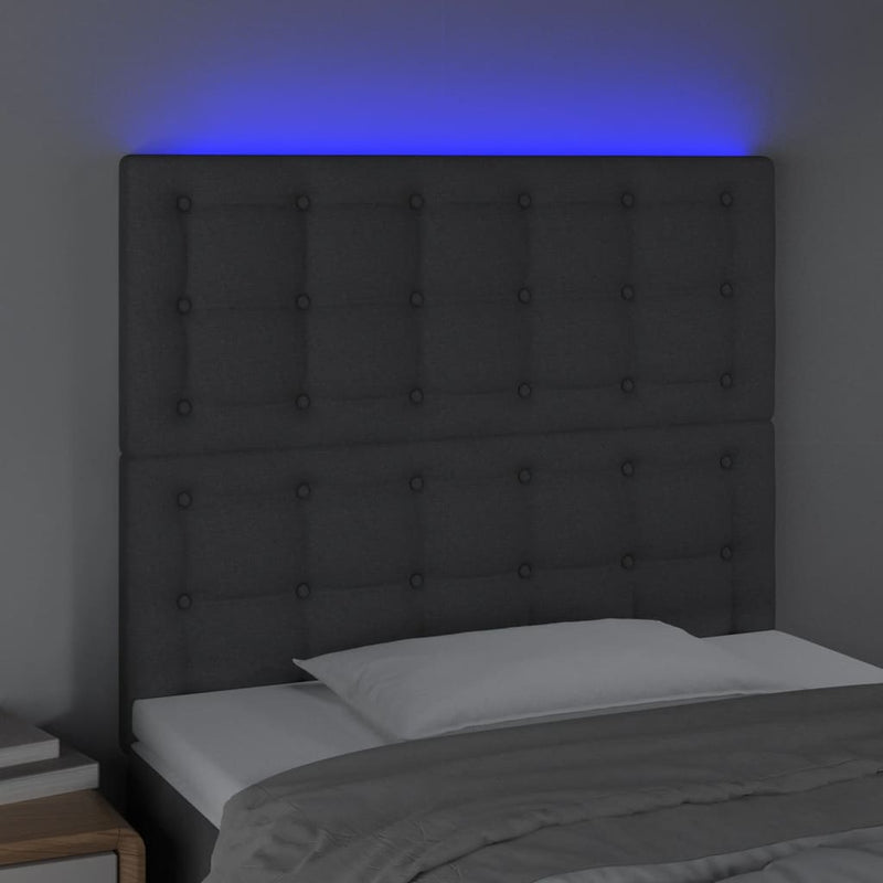 vidaXL sötétszürke szövet LED-es fejtámla 100x5x118/128 cm