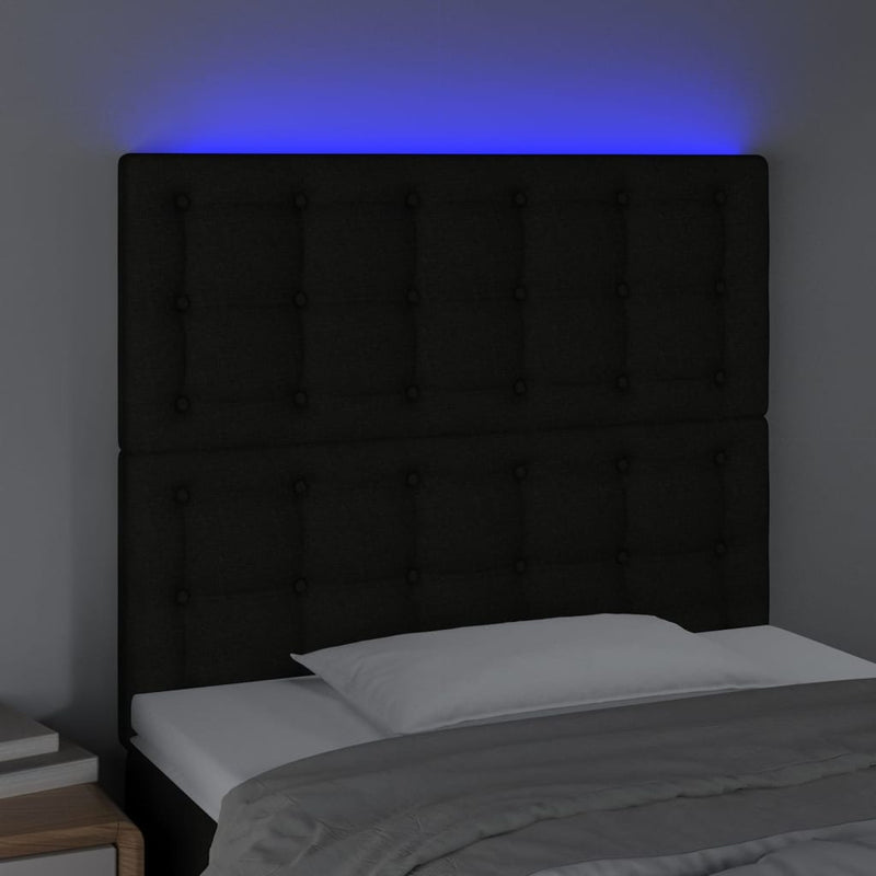 vidaXL fekete szövet LED-es fejtámla 100x5x118/128 cm