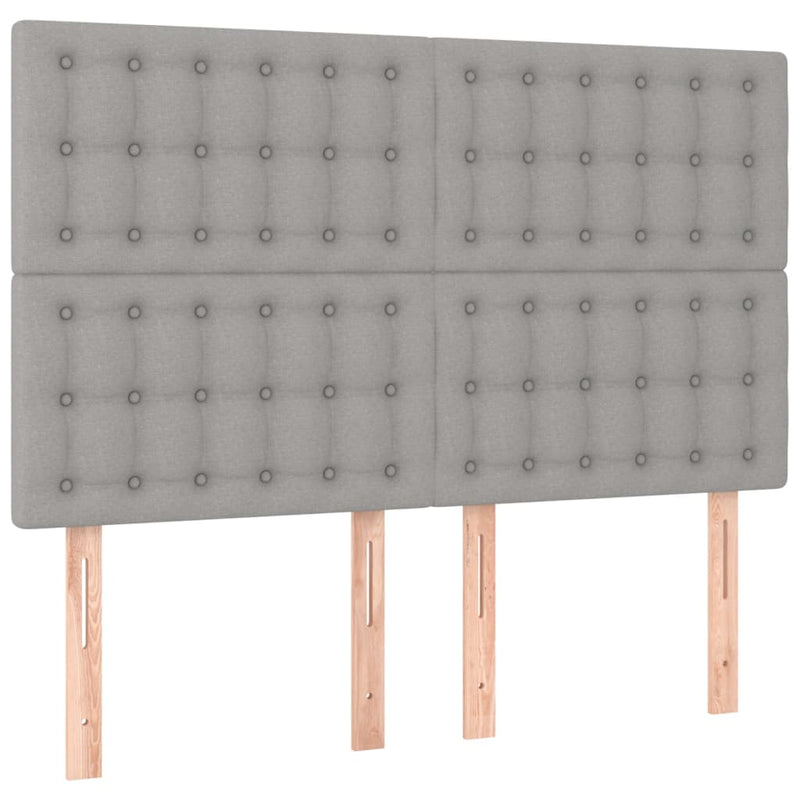 vidaXL világosszürke szövet LED-es fejtámla 144x5x118/128 cm