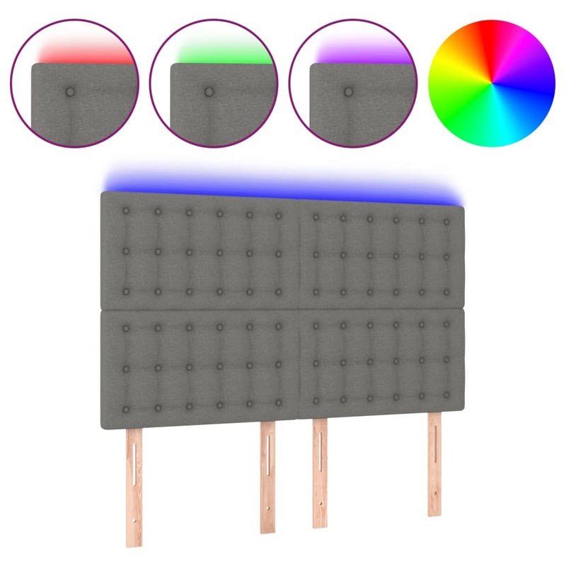 vidaXL sötétszürke szövet LED-es fejtámla 144x5x118/128 cm