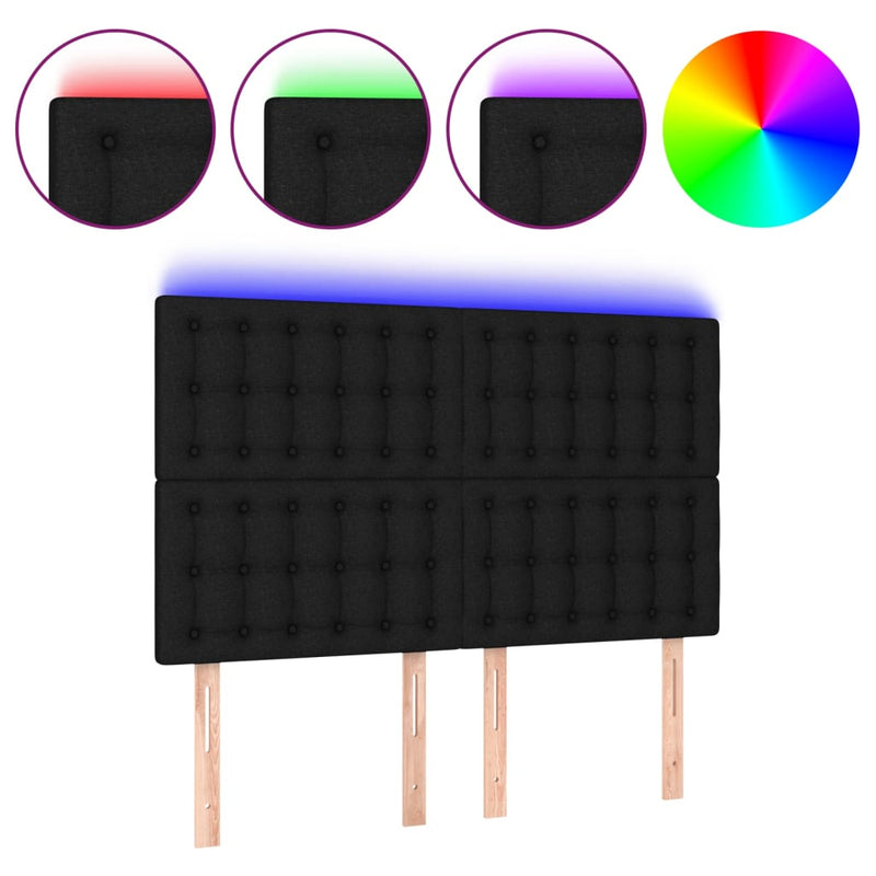 vidaXL fekete szövet LED-es fejtámla 144x5x118/128 cm