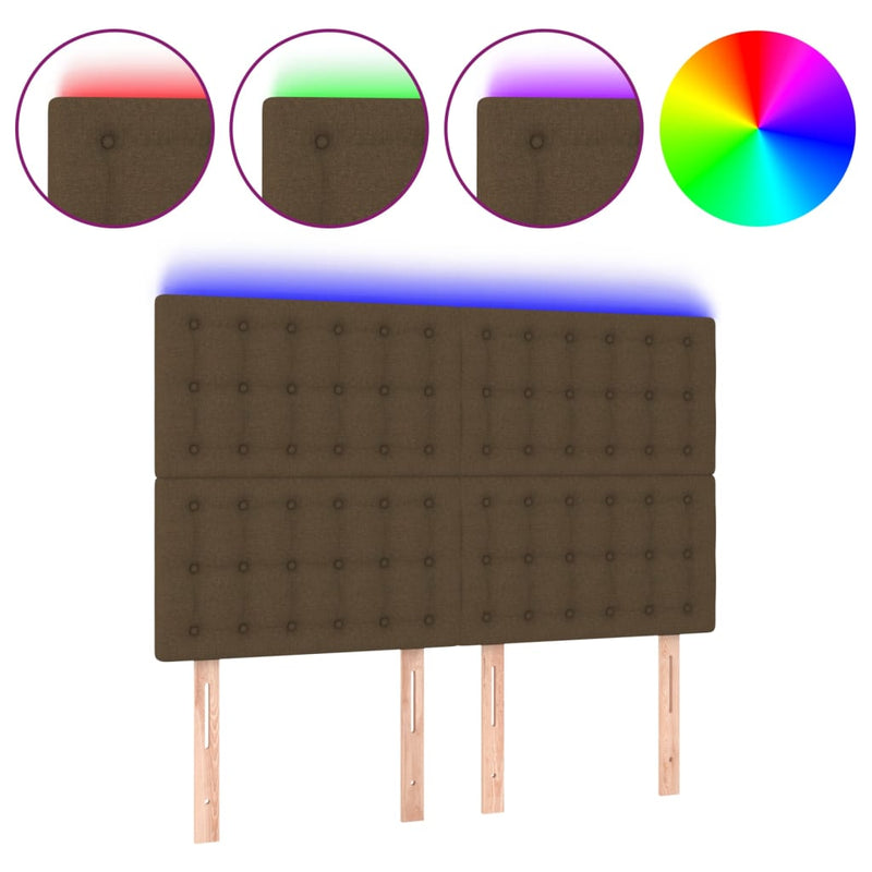 vidaXL sötétbarna szövet LED-es fejtámla 144x5x118/128 cm