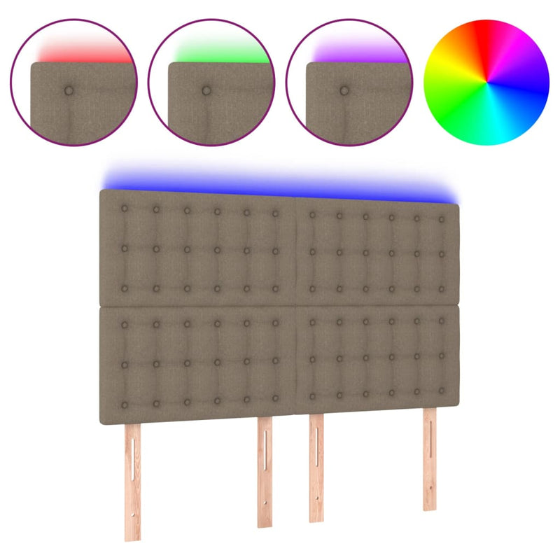 vidaXL tópszínű szövet LED-es fejtámla 144x5x118/128 cm