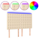 vidaXL krémszínű szövet LED-es fejtámla 144x5x118/128 cm