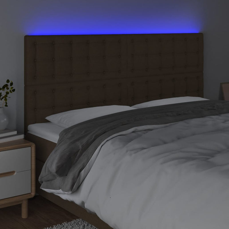vidaXL sötétbarna szövet LED-es fejtámla 160x5x118/128 cm