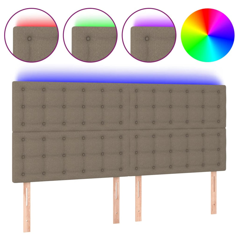 vidaXL tópszínű szövet LED-es fejtámla 180x5x118/128 cm