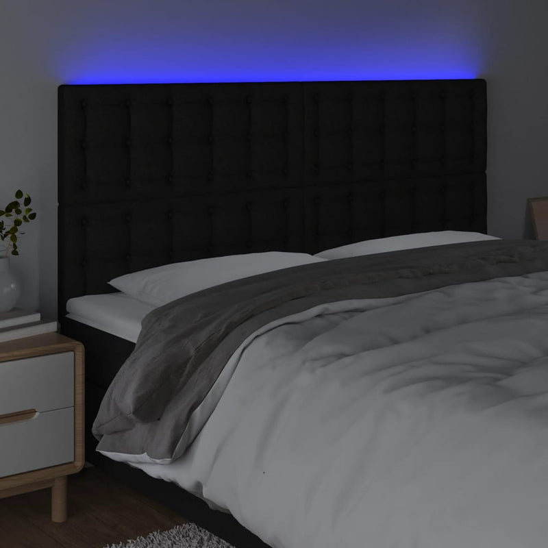 vidaXL fekete szövet LED-es fejtámla 200x5x118/128 cm