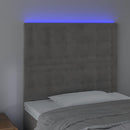 vidaXL világosszürke bársony LED-es fejtámla 80x5x118/128 cm