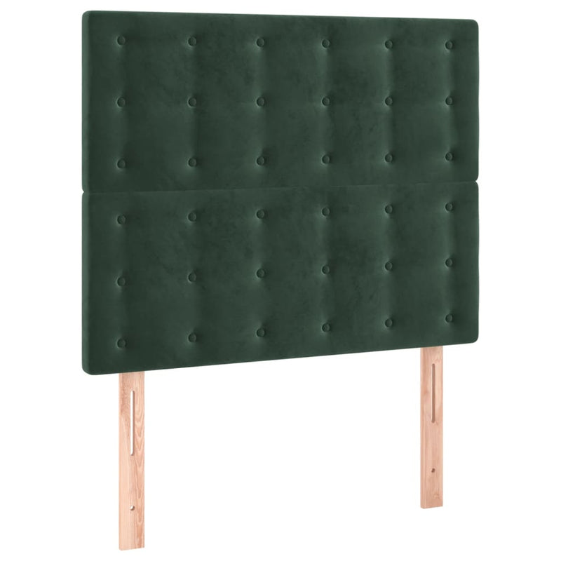 vidaXL sötétzöld bársony LED-es fejtámla 80x5x118/128 cm