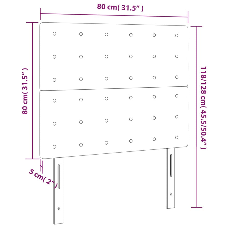 vidaXL sötétzöld bársony LED-es fejtámla 80x5x118/128 cm