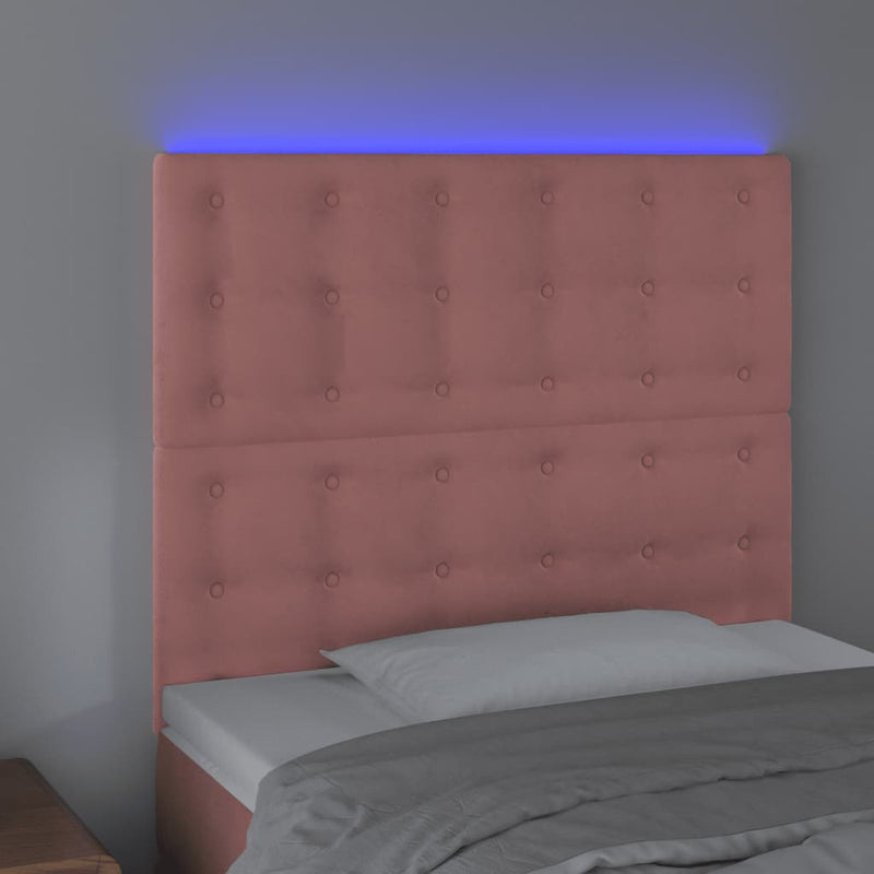 vidaXL rózsaszín bársony LED-es fejtámla 80x5x118/128 cm