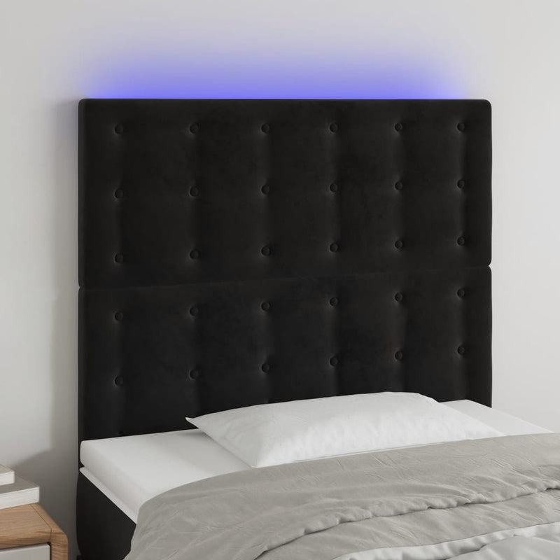 vidaXL fekete bársony LED-es fejtámla 90x5x118/128 cm