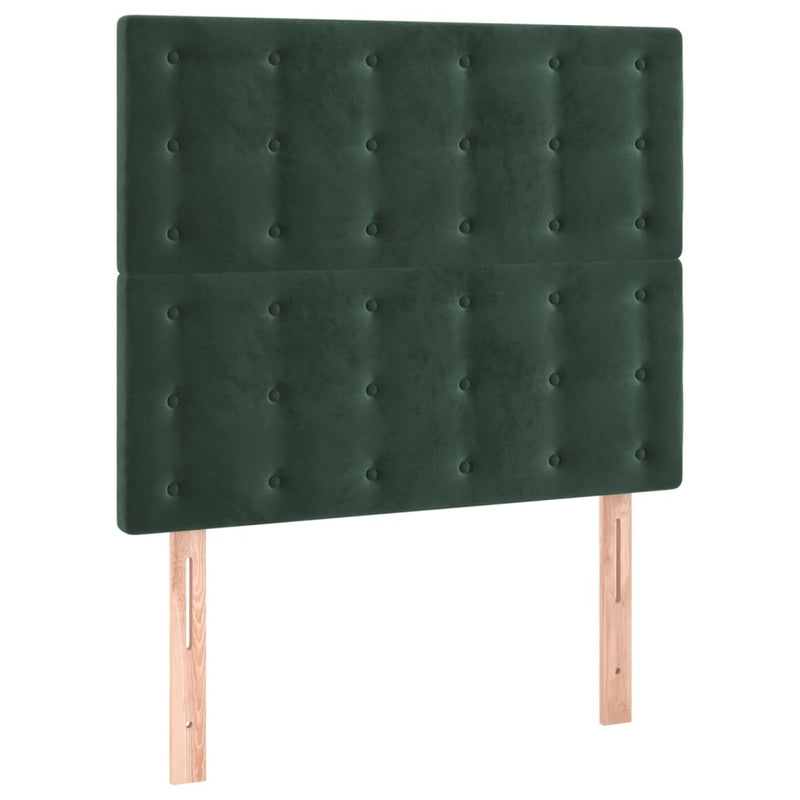 vidaXL sötétzöld bársony LED-es fejtámla 90x5x118/128 cm