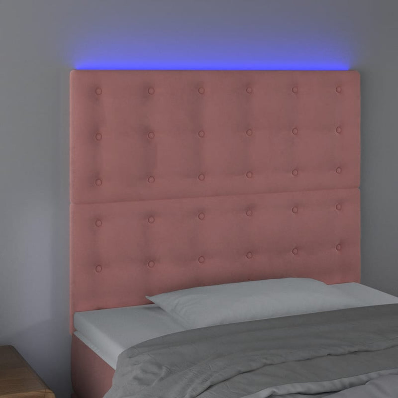 vidaXL rózsaszín bársony LED-es fejtámla 90x5x118/128 cm