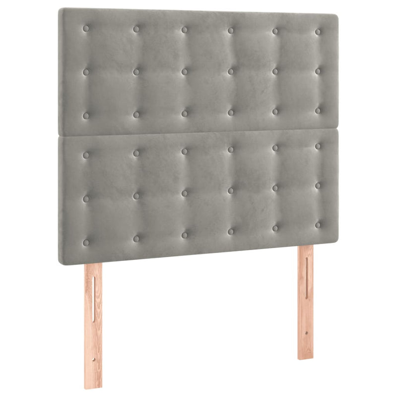 vidaXL világosszürke bársony LED-es fejtámla 100x5x118/128 cm