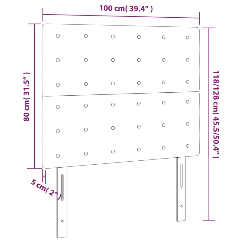 vidaXL világosszürke bársony LED-es fejtámla 100x5x118/128 cm