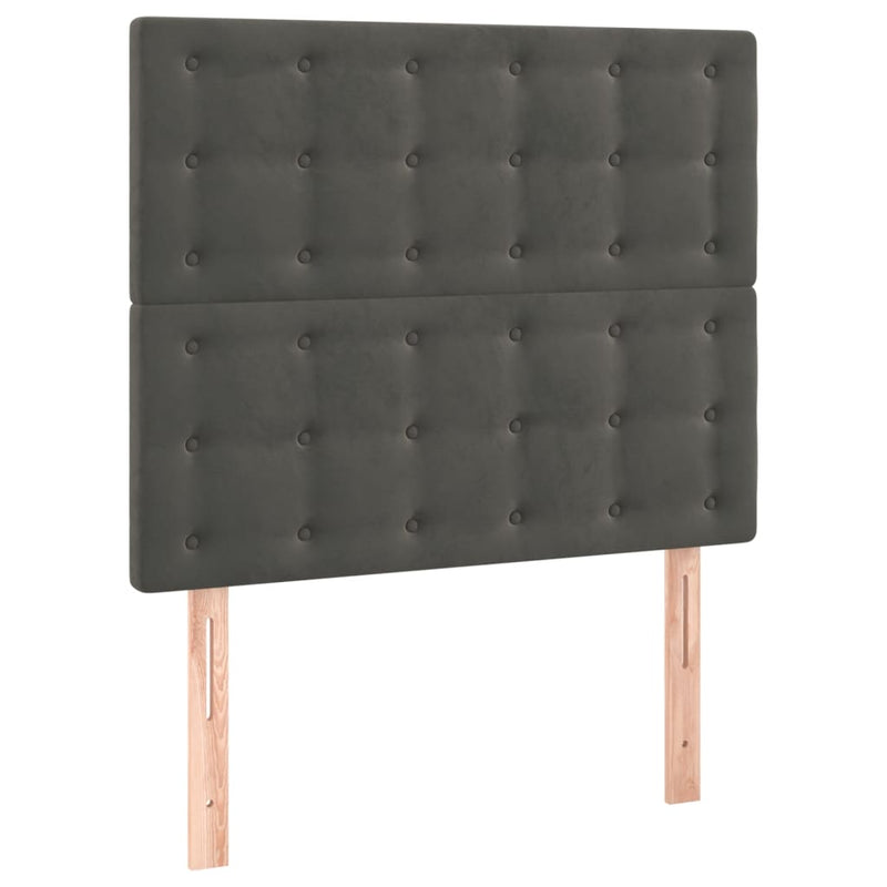 vidaXL sötétszürke bársony LED-es fejtámla 100x5x118/128 cm