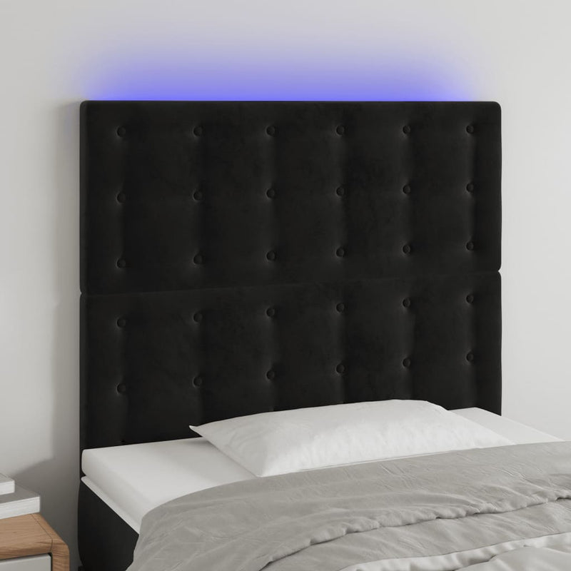 vidaXL fekete bársony LED-es fejtámla 100x5x118/128 cm