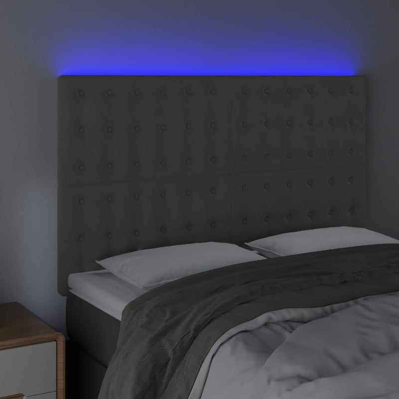 vidaXL világosszürke bársony LED-es fejtámla 144x5x118/128 cm
