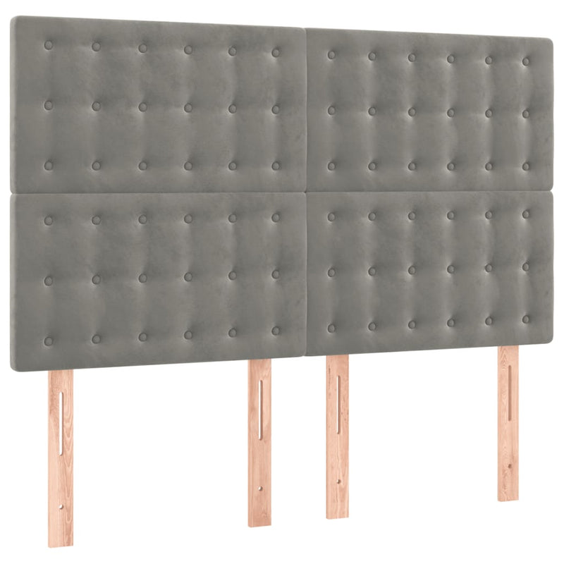 vidaXL világosszürke bársony LED-es fejtámla 144x5x118/128 cm