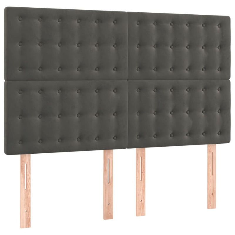 vidaXL sötétszürke bársony LED-es fejtámla 144x5x118/128 cm