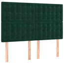 vidaXL sötétzöld bársony LED-es fejtámla 144x5x118/128 cm